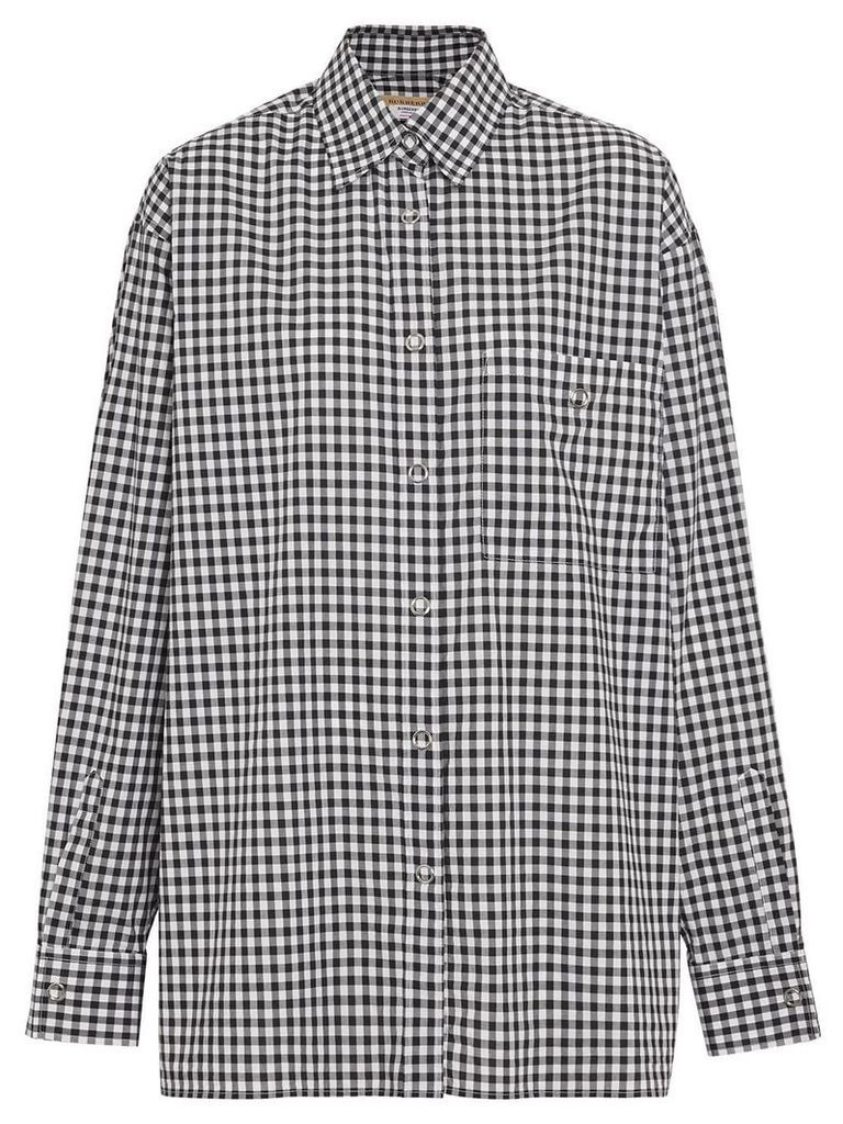 Burberry Puff-sleeve Gingham Cotton Shirt - Black