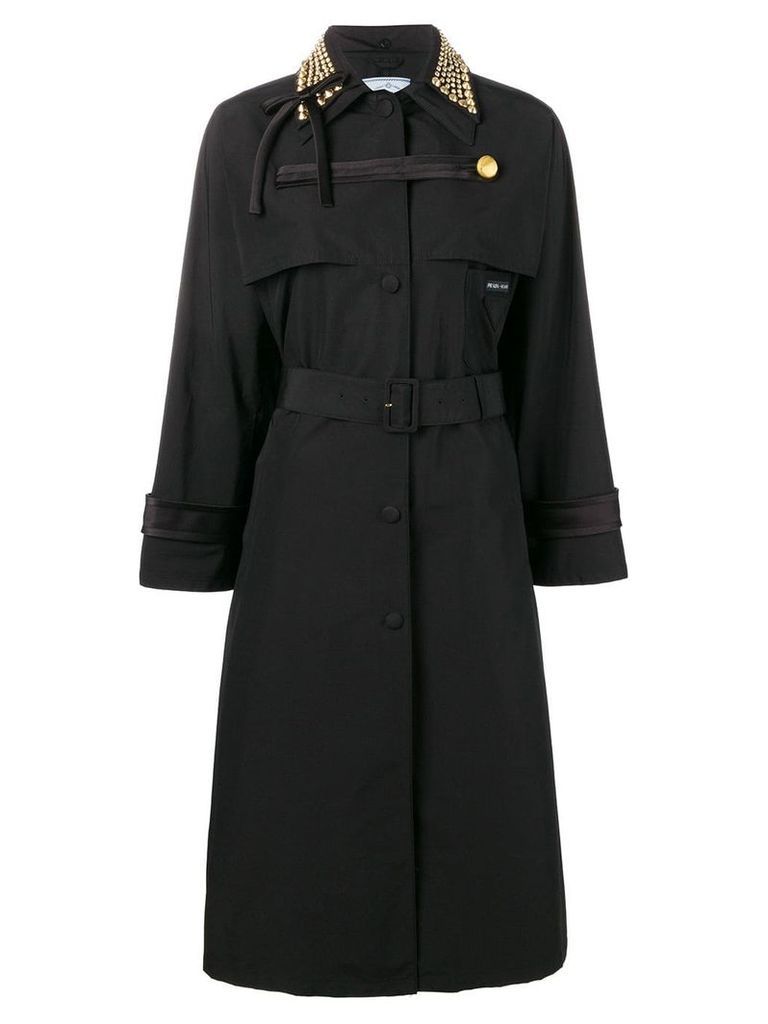 Prada studded collar trench coat - Black