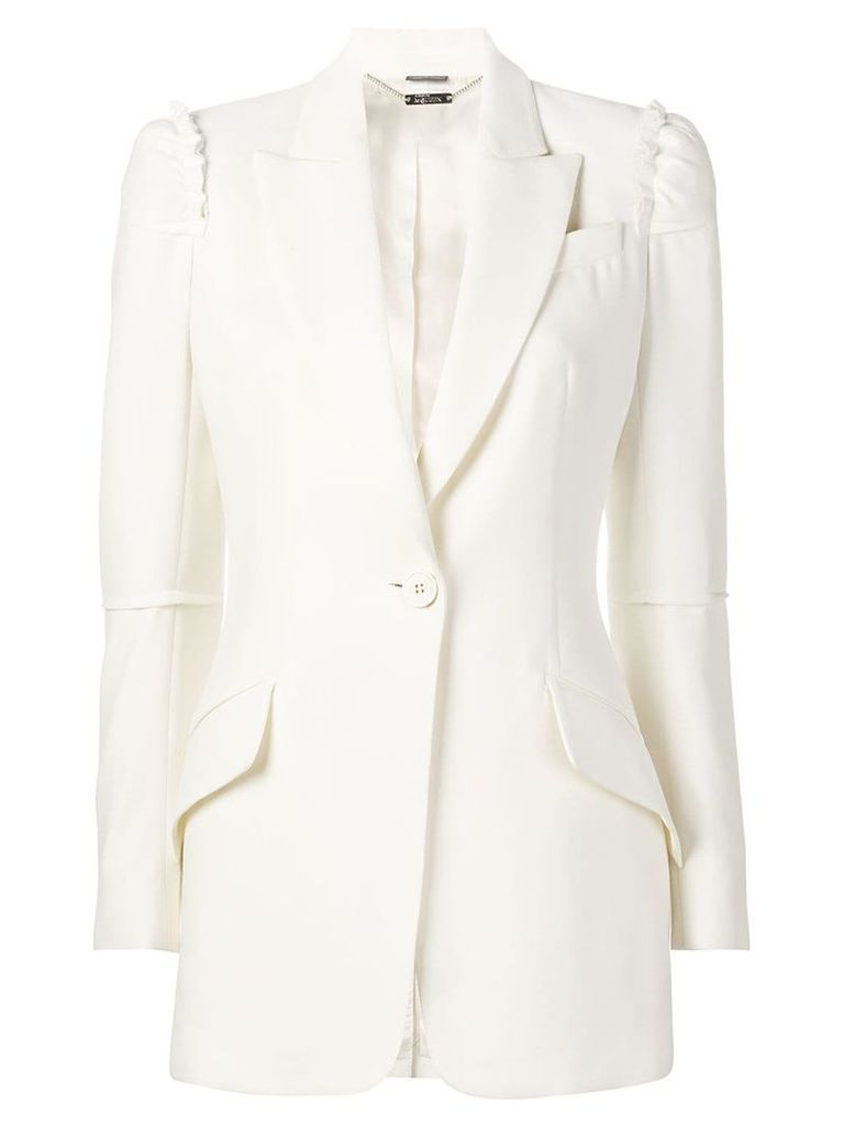 Alexander McQueen ruffle detail blazer - White