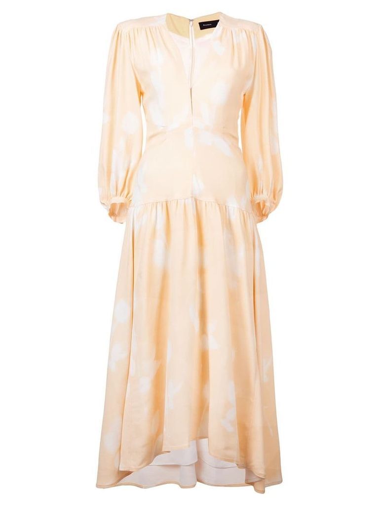Proenza Schouler Rose Imprint Long Sleeve Dress - NEUTRALS