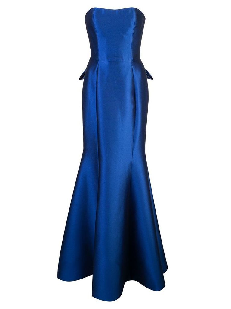 Marchesa Notte long strapless dress - Blue