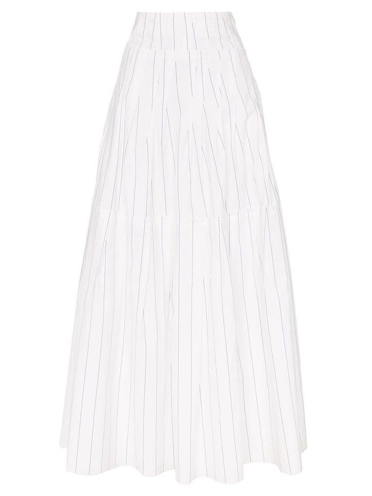Plan C high waisted tiered pinstripe skirt - White