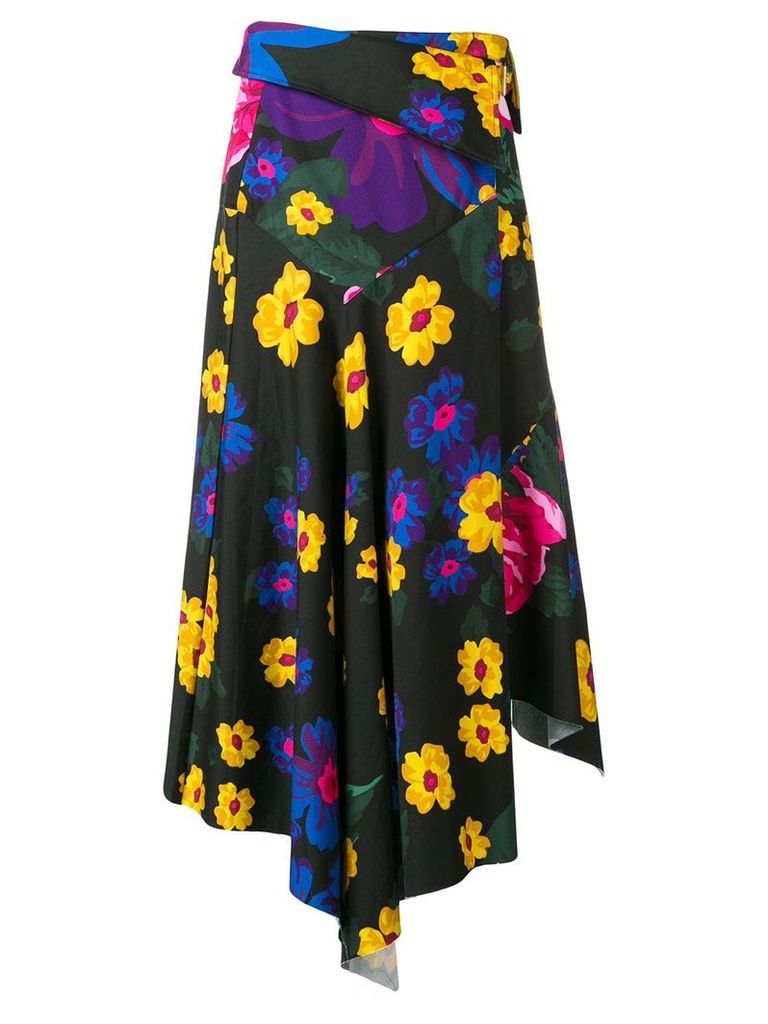Marques'Almeida floral asymmetrical drape skirt - Black