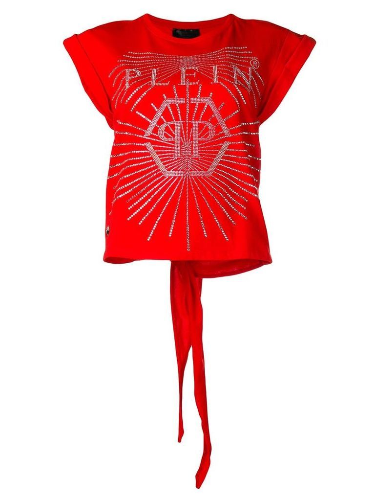 Philipp Plein rhinestone-embellished logo T-shirt - Red