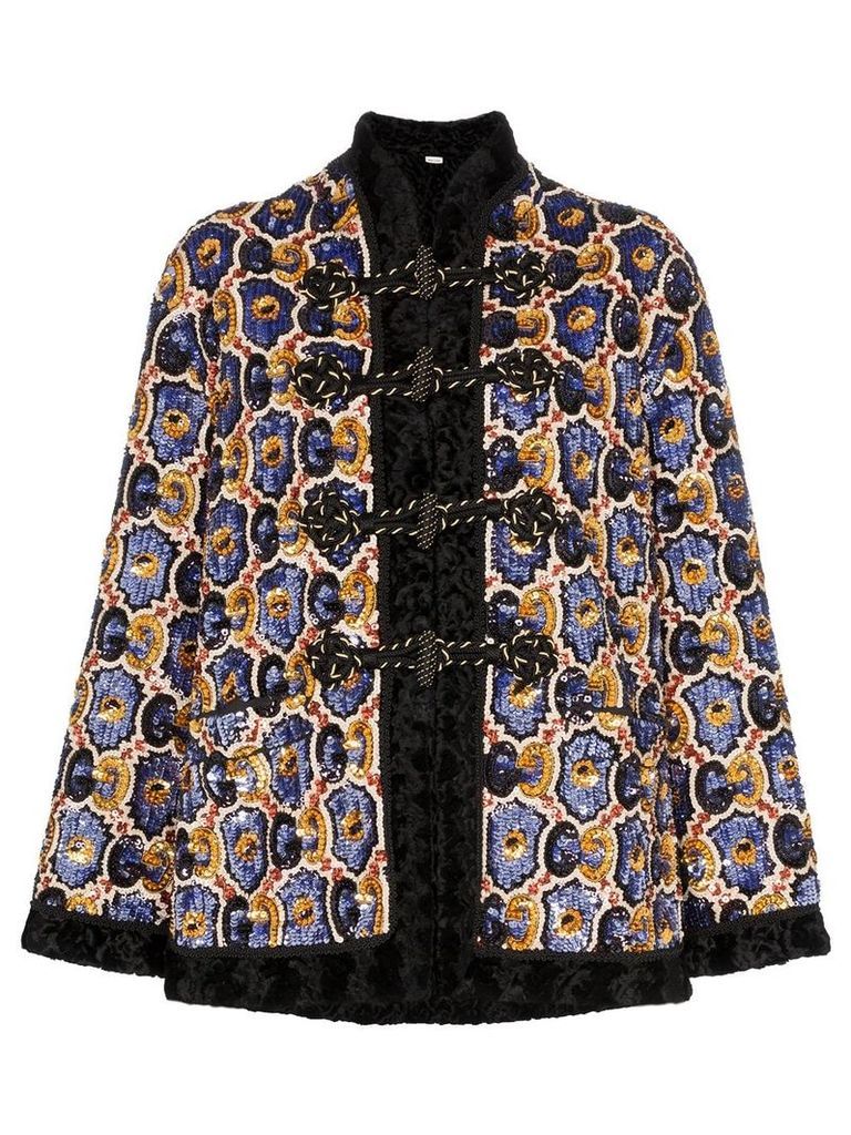 Gucci sequin embellished faux fur coat - Black