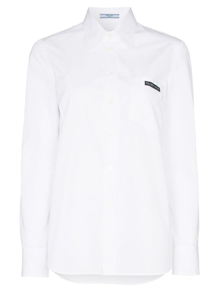 Prada cut-out detail long-sleeved cotton shirt - White