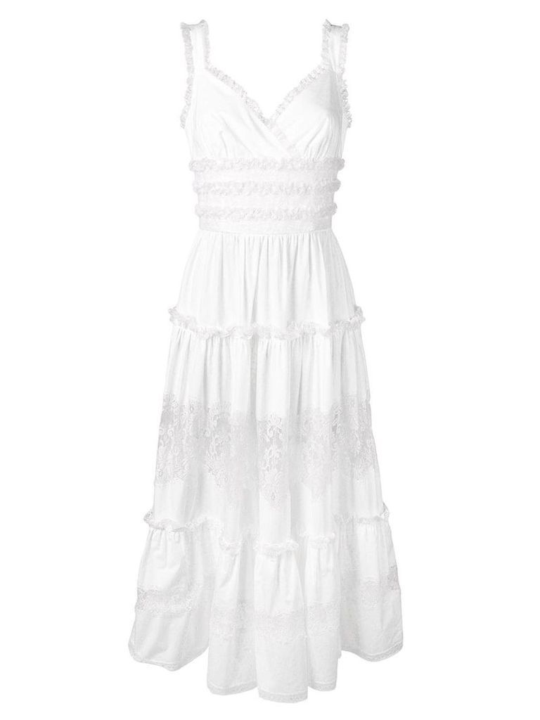 Dolce & Gabbana long ruffled dress - White