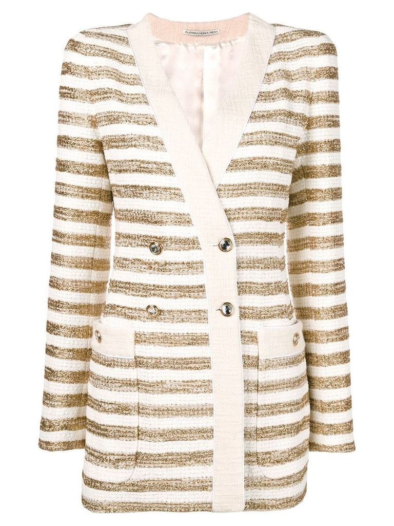 Alessandra Rich striped double breasted blazer - GOLD