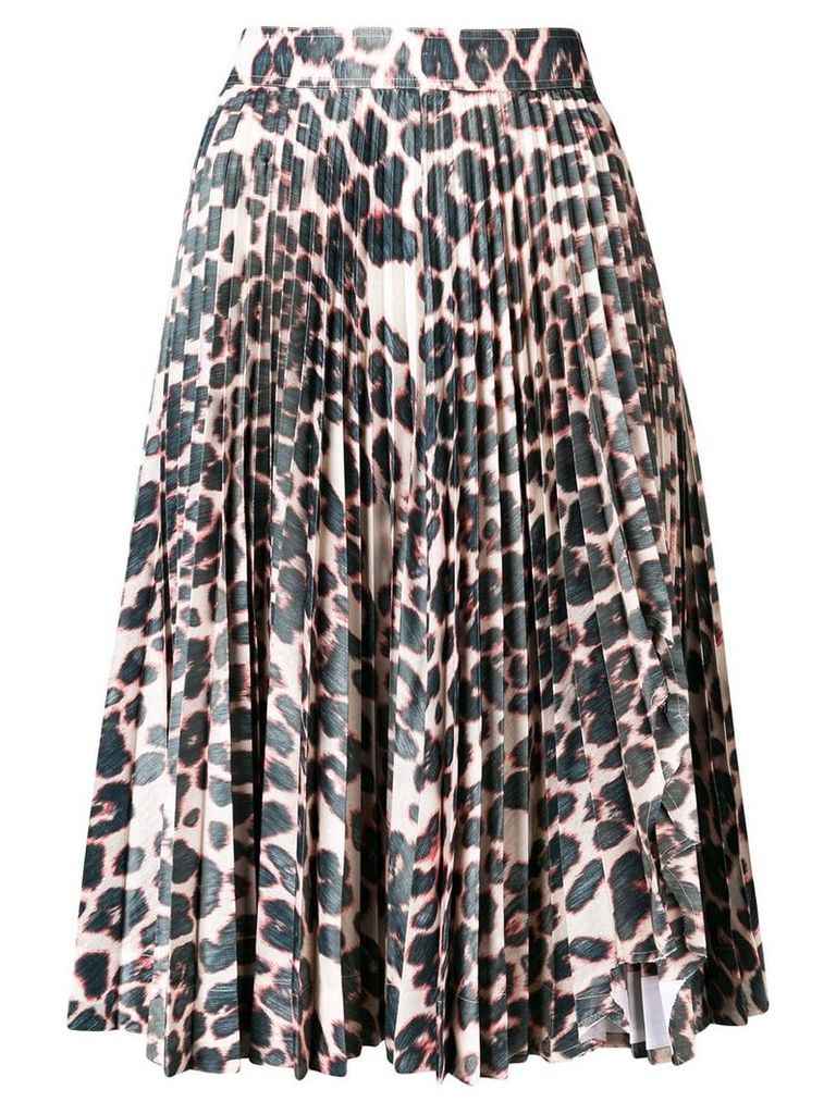 Calvin Klein leopard print pleated skirt - NEUTRALS
