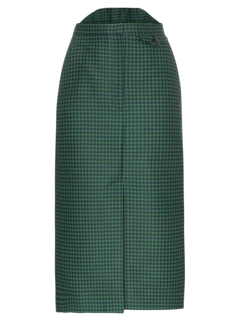 pushBUTTON high-waisted check print cotton-blend skirt - Green
