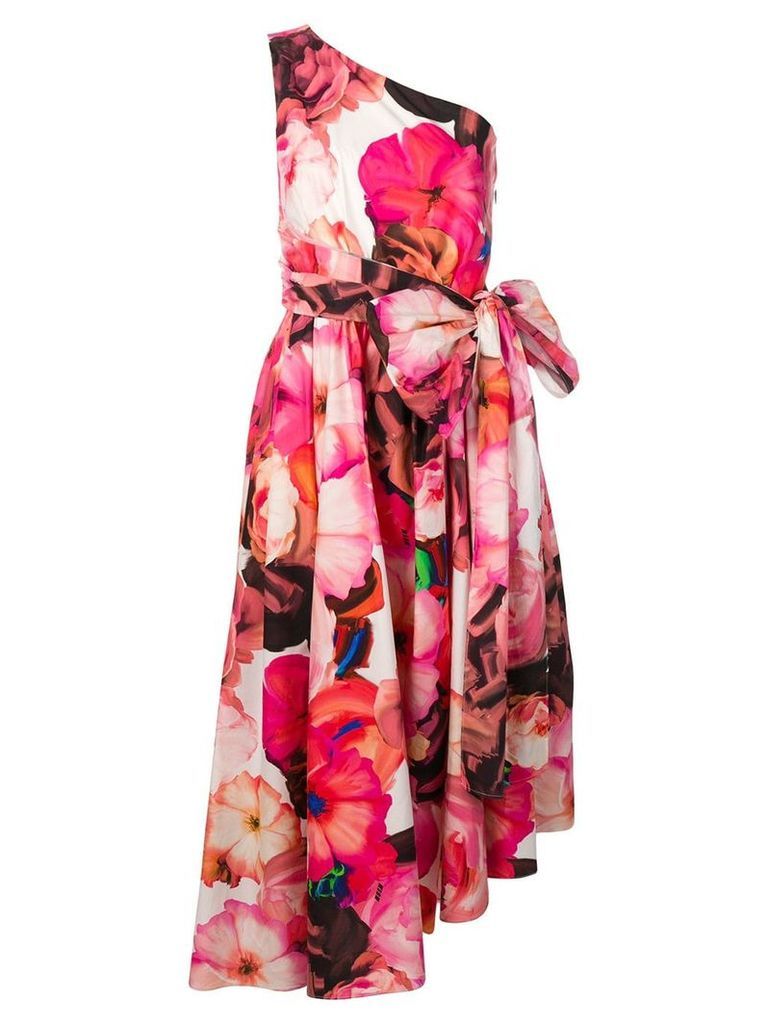 MSGM asymmetric floral print dress - PINK