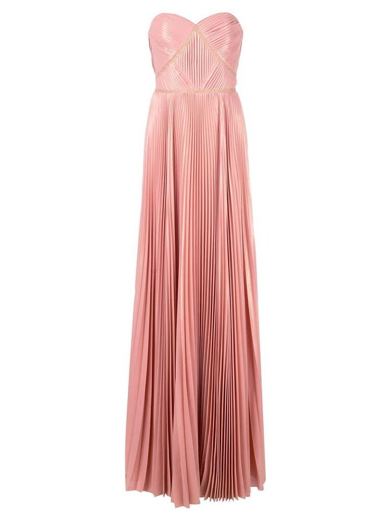 Marchesa Notte long pleated dress - PINK