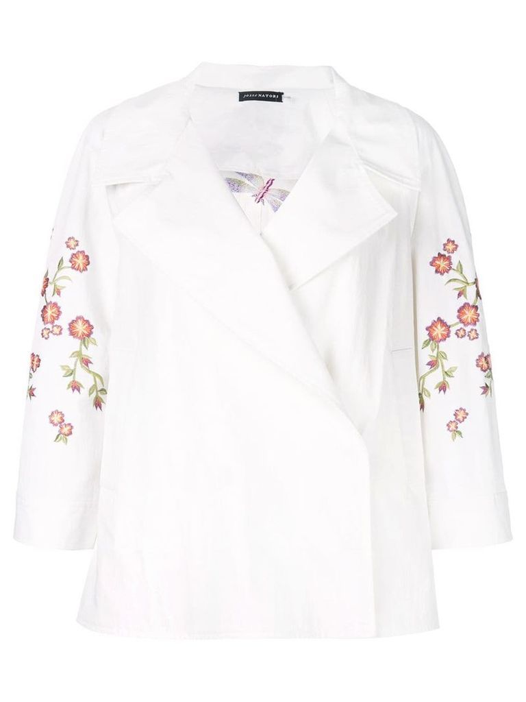 Josie Natori embroidered topper jacket - White
