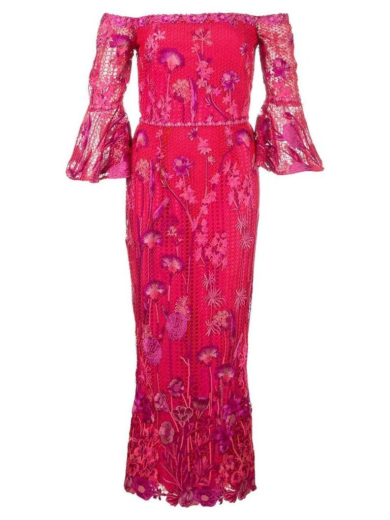 Marchesa Notte floral midi dress - Red