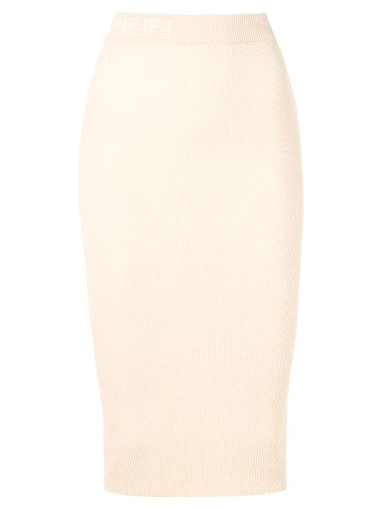 Fendi FF motif detail ribbed skirt - Neutrals