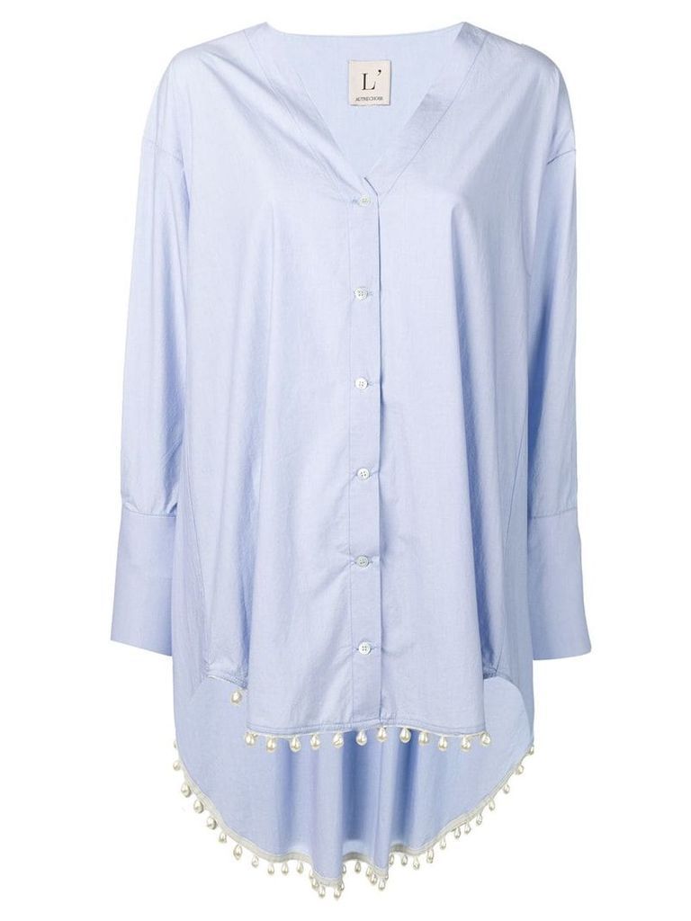 L'Autre Chose pearl embellished shirt - Blue