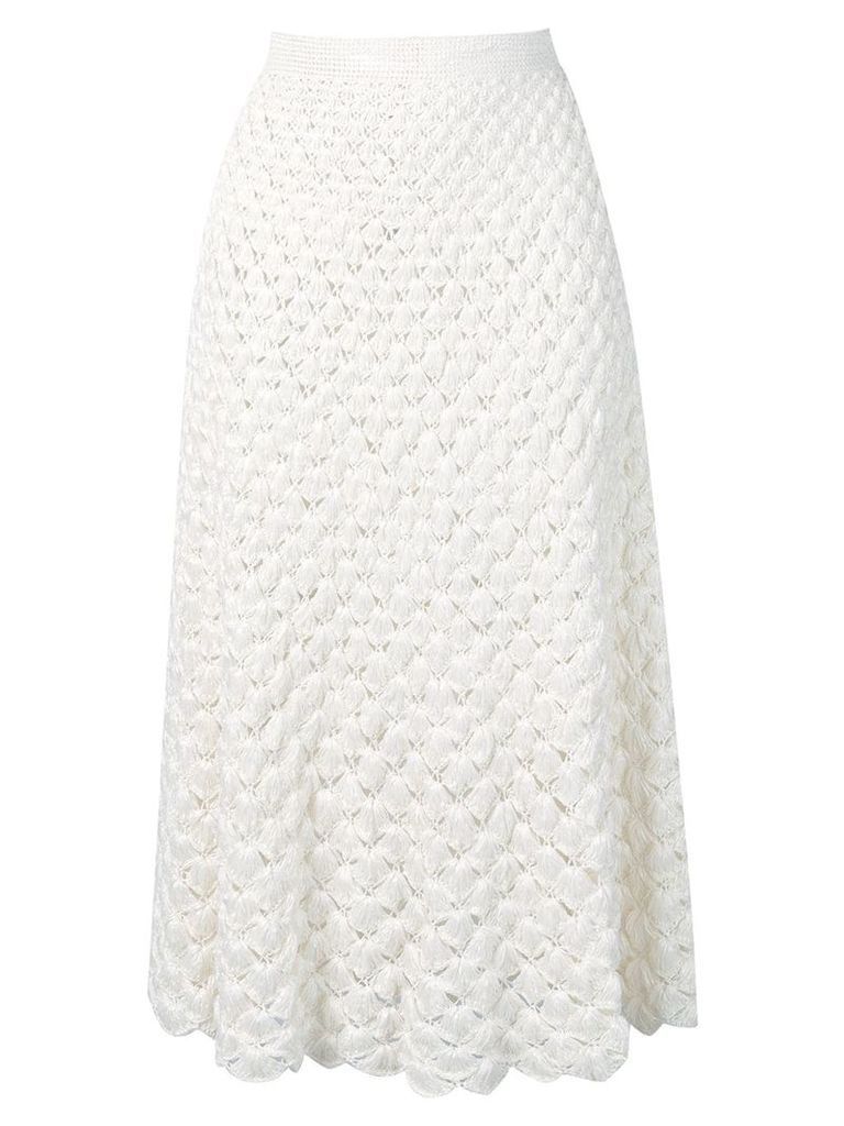 L'Autre Chose tasselled crochet midi skirt - White