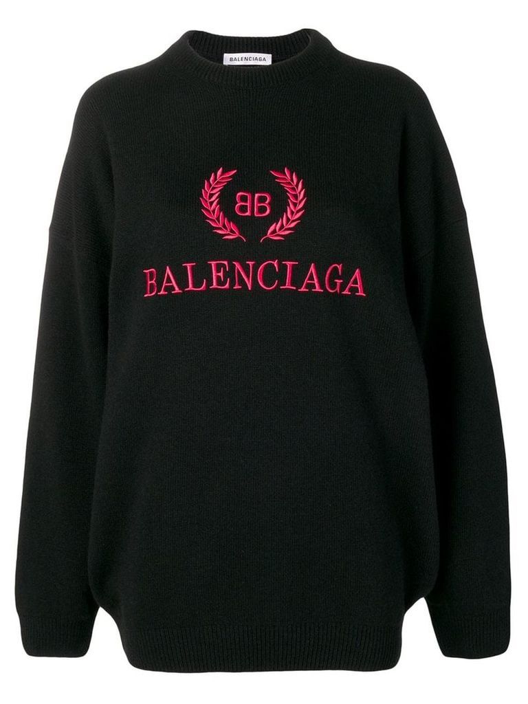 Balenciaga logo embroidered jumper - Black