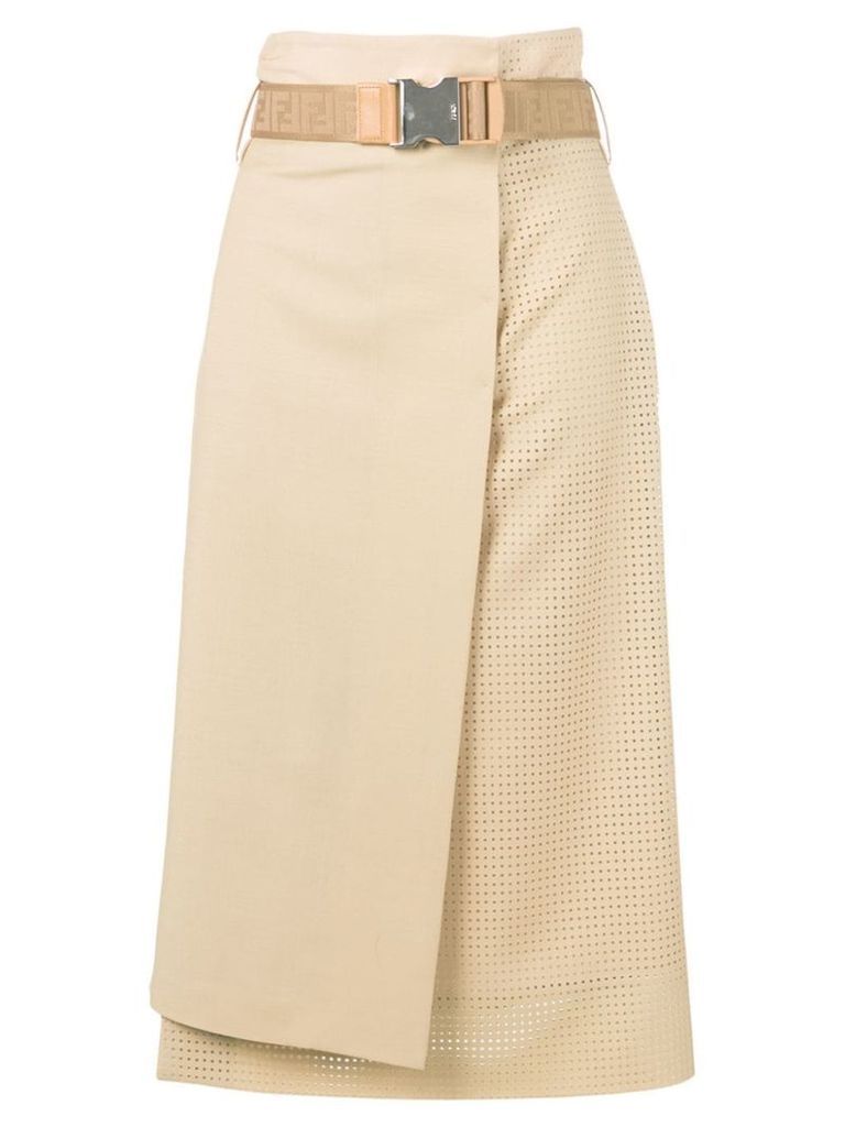 Fendi high waisted asymmetric skirt - NEUTRALS