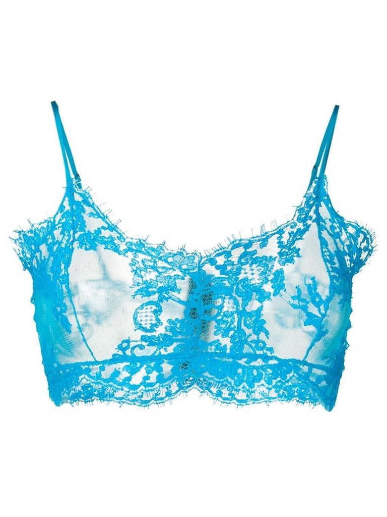 MSGM cropped lace top - Blue