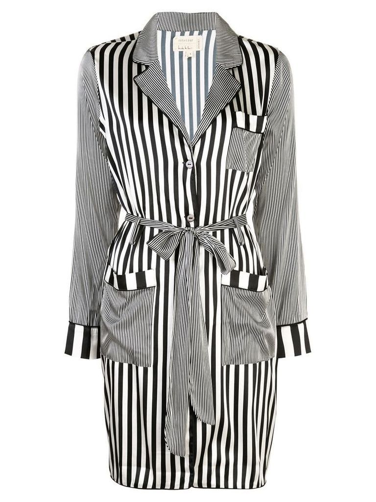 Nicole Miller Pajama stripe long coat - Black