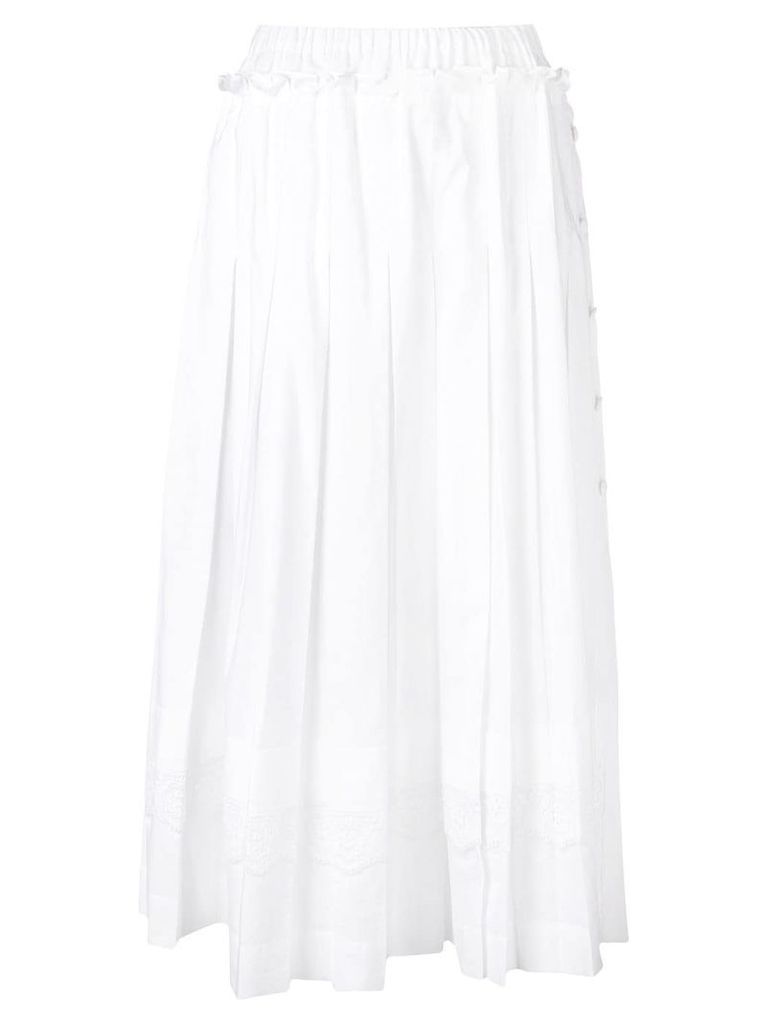 Simone Rocha Pleated Skirt With Broiderie Anglaise Trim - White