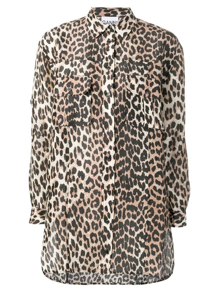 GANNI leopard print shirt - Brown