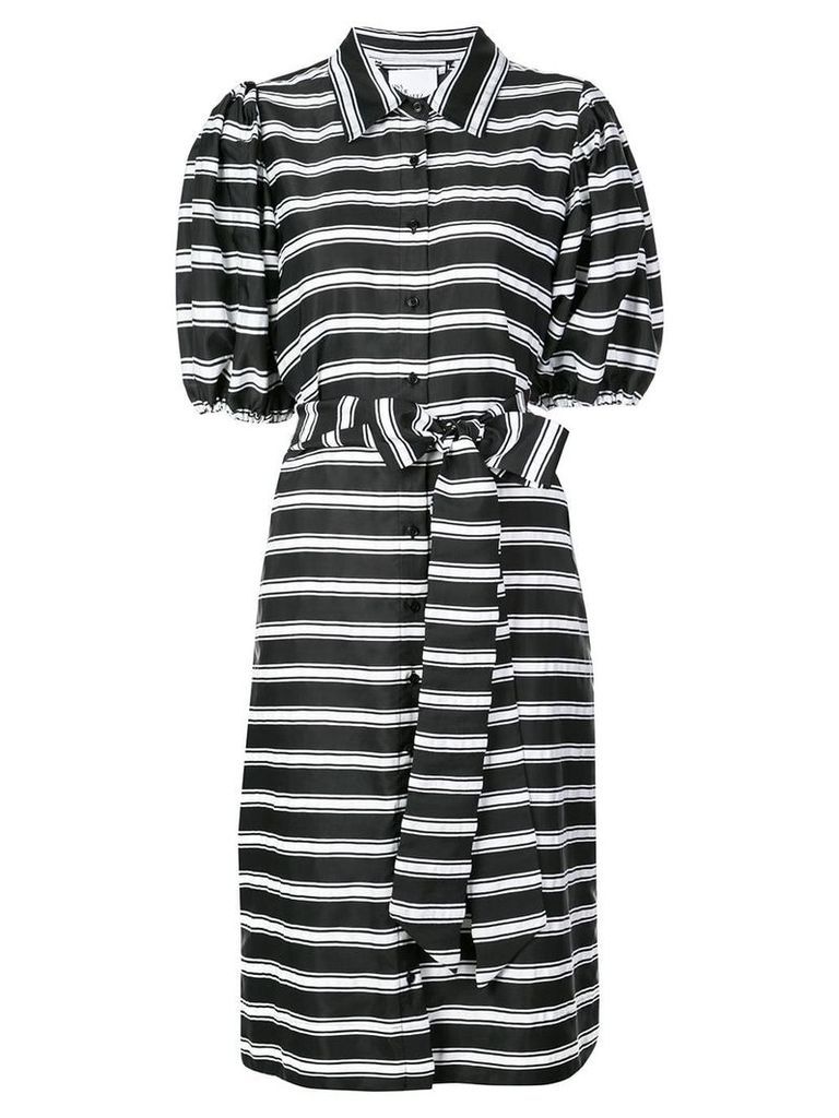 Lisa Marie Fernandez belted striped shirt dress - Black