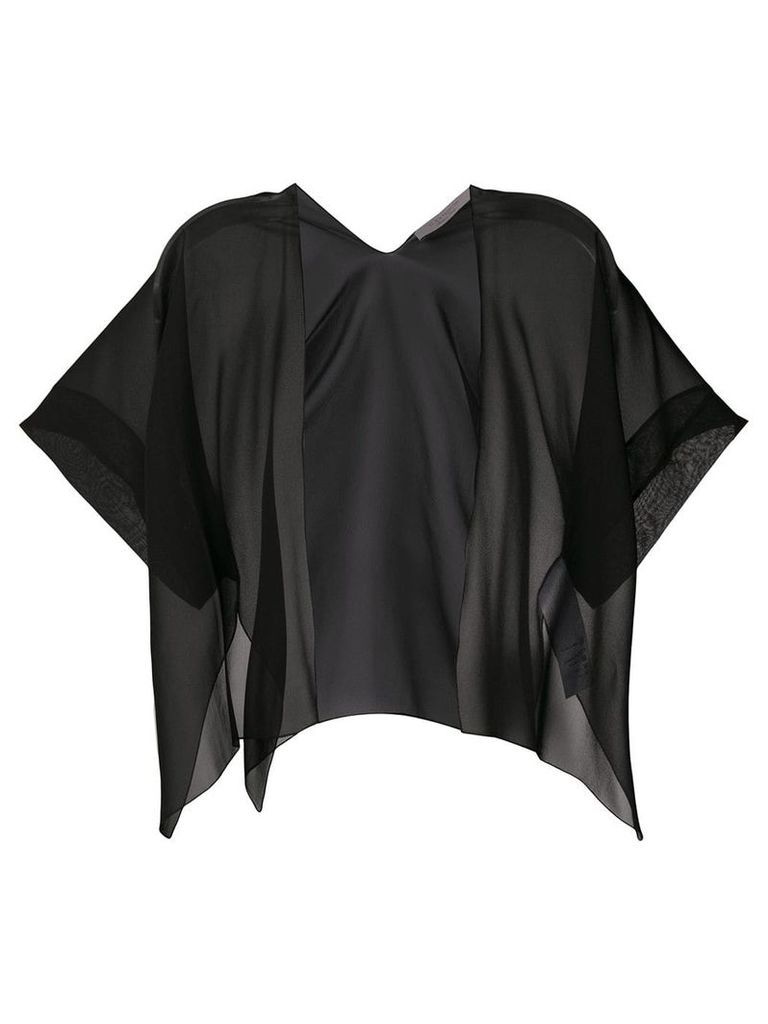 D.Exterior short-sleeve sheer cardigan - Black