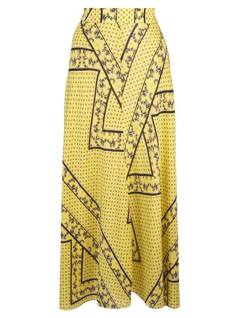 Ganni asymmetric print midi skirt - Yellow