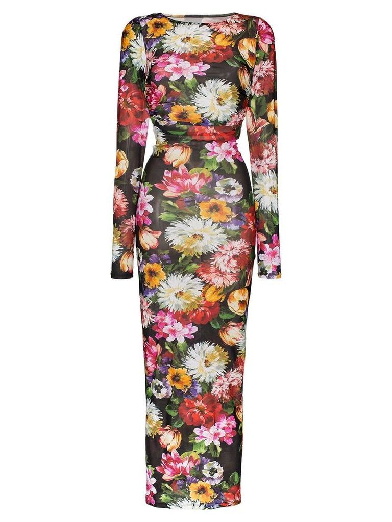 Dolce & Gabbana floral print bodycon dress - HNT62 FIORI FDO NERO