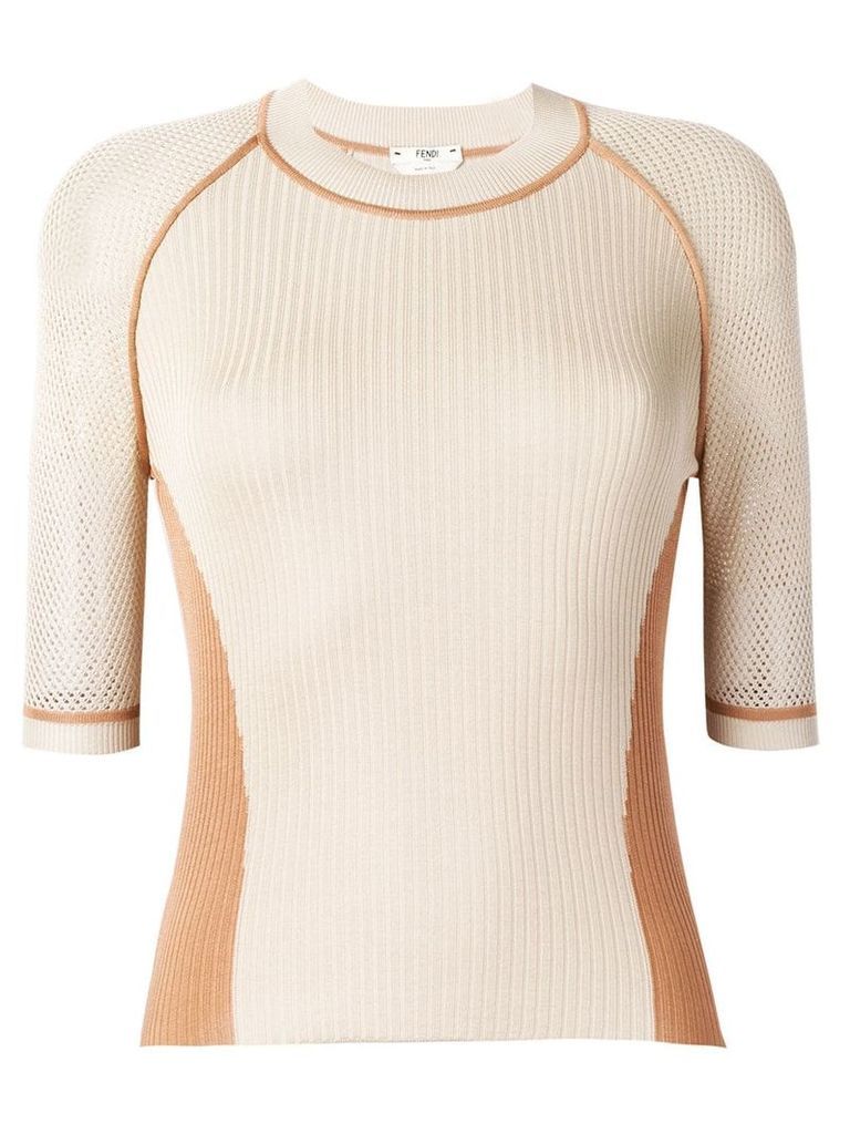 Fendi contrast detail knitted top - NEUTRALS
