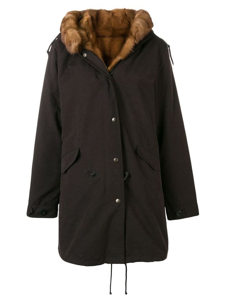 Liska hooded zip-up coat - Black