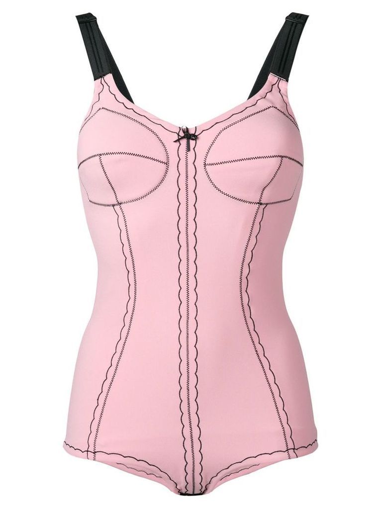 Marco De Vincenzo seam detail sweetheart bodysuit - Pink