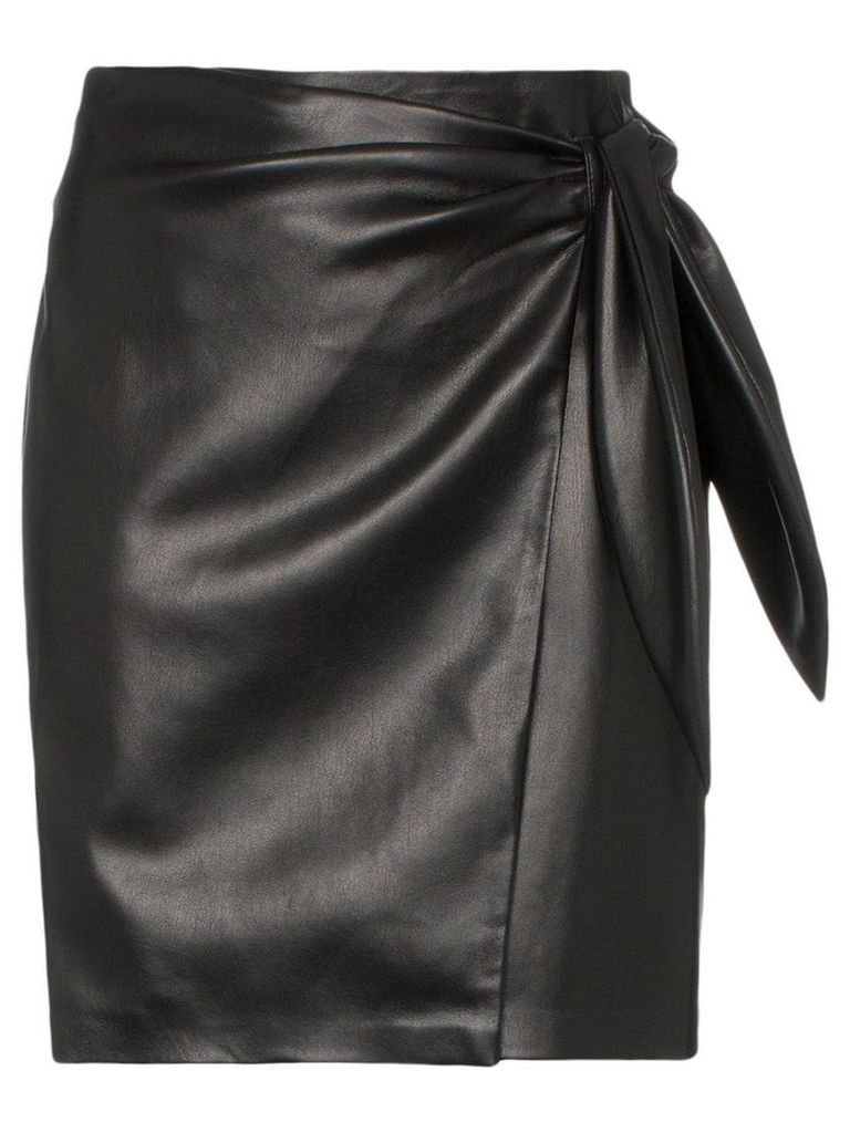 Nanushka Iowa tie-waist vegan leather mini skirt - Black