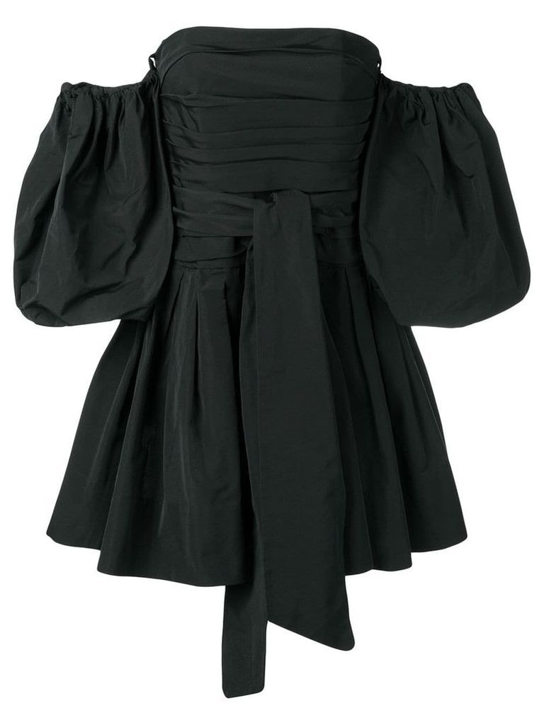 Valentino cold-shoulder puff sleeved dress - Black