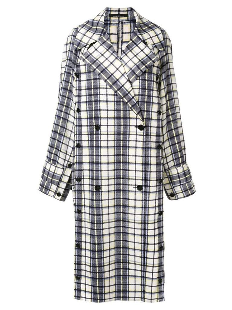 Rokh plaid double-breasted coat - Blue