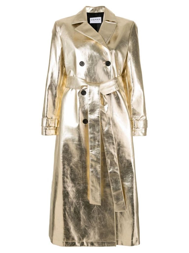 Osman double-breasted metallic trench coat - Gold