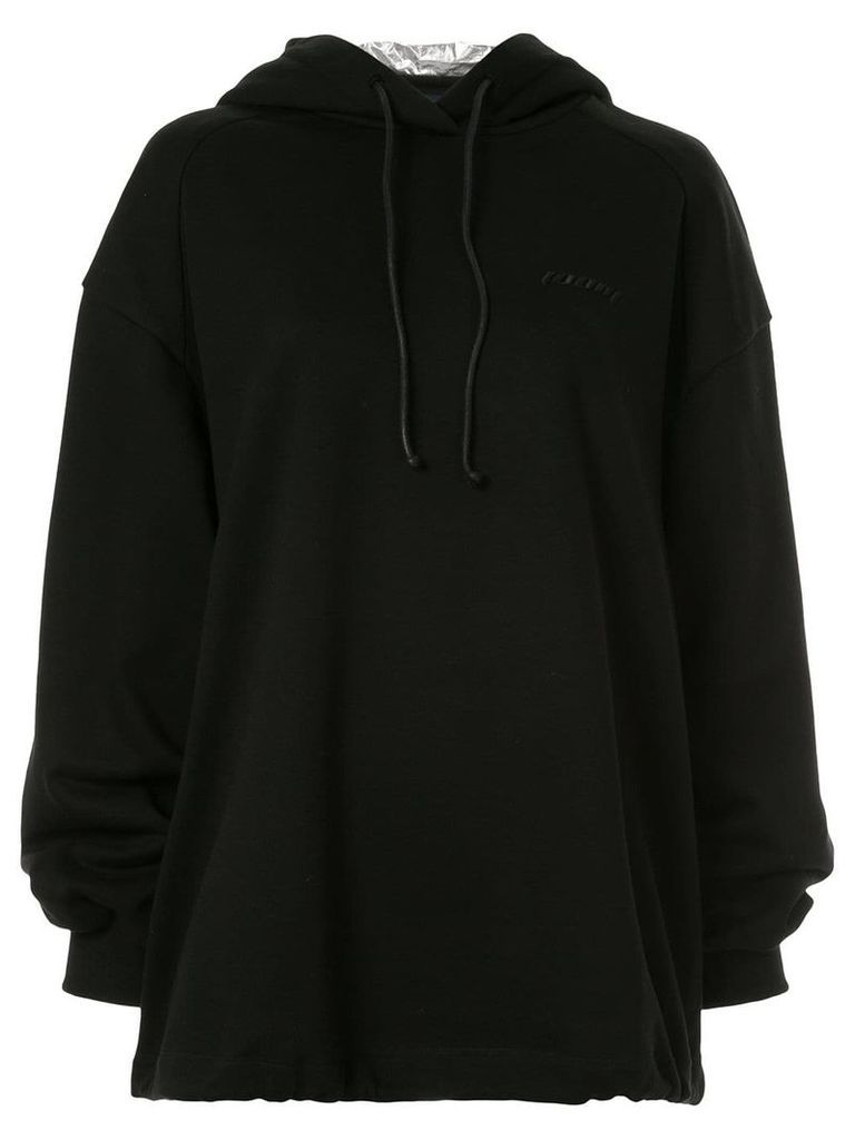 Juun.J embroidered logo hoodie - Black