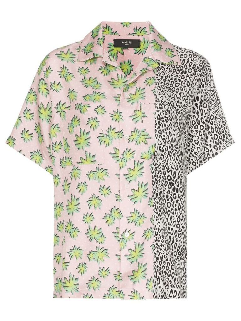 AMIRI split palm leopard shirt - PINK
