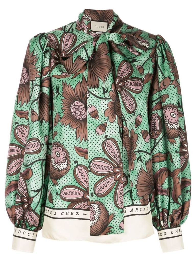 Gucci pussy-bow blouse - Green