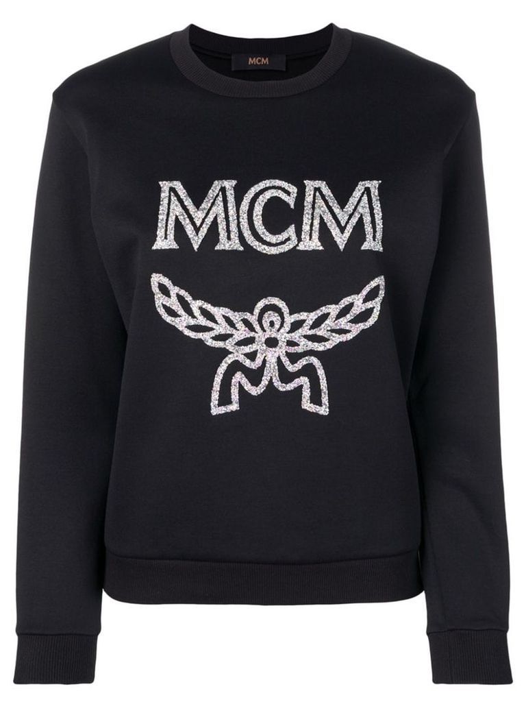 MCM glitter logo print sweatshirt - Black