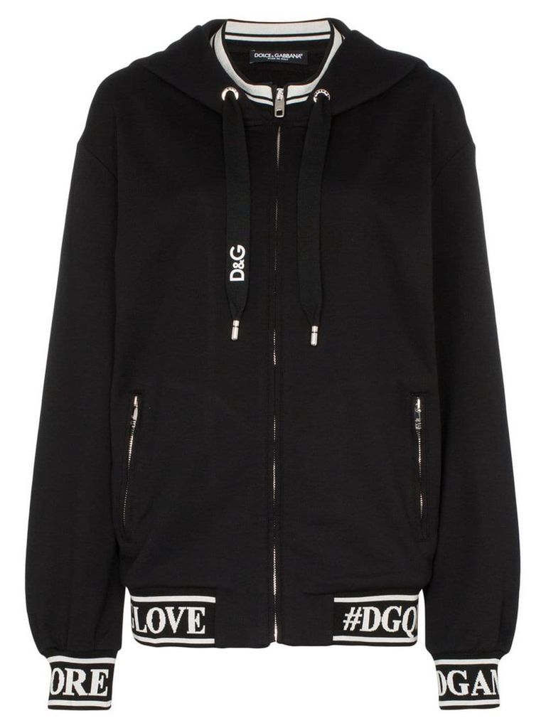 Dolce & Gabbana logo print cotton hoodie - Black