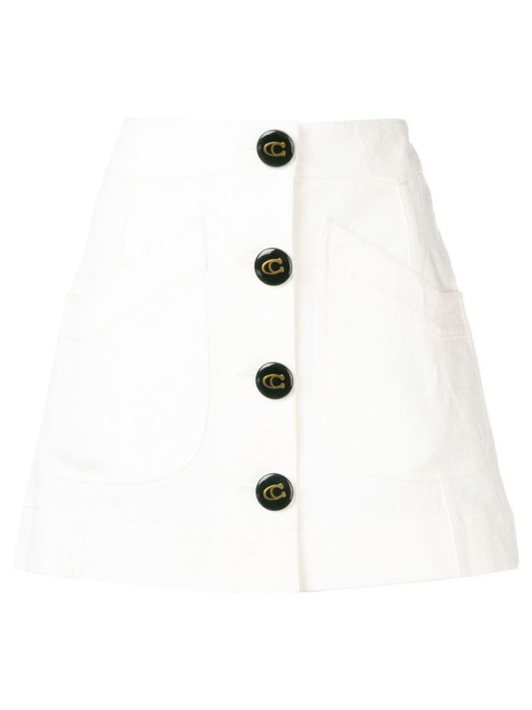Coach button-down denim skirt - White