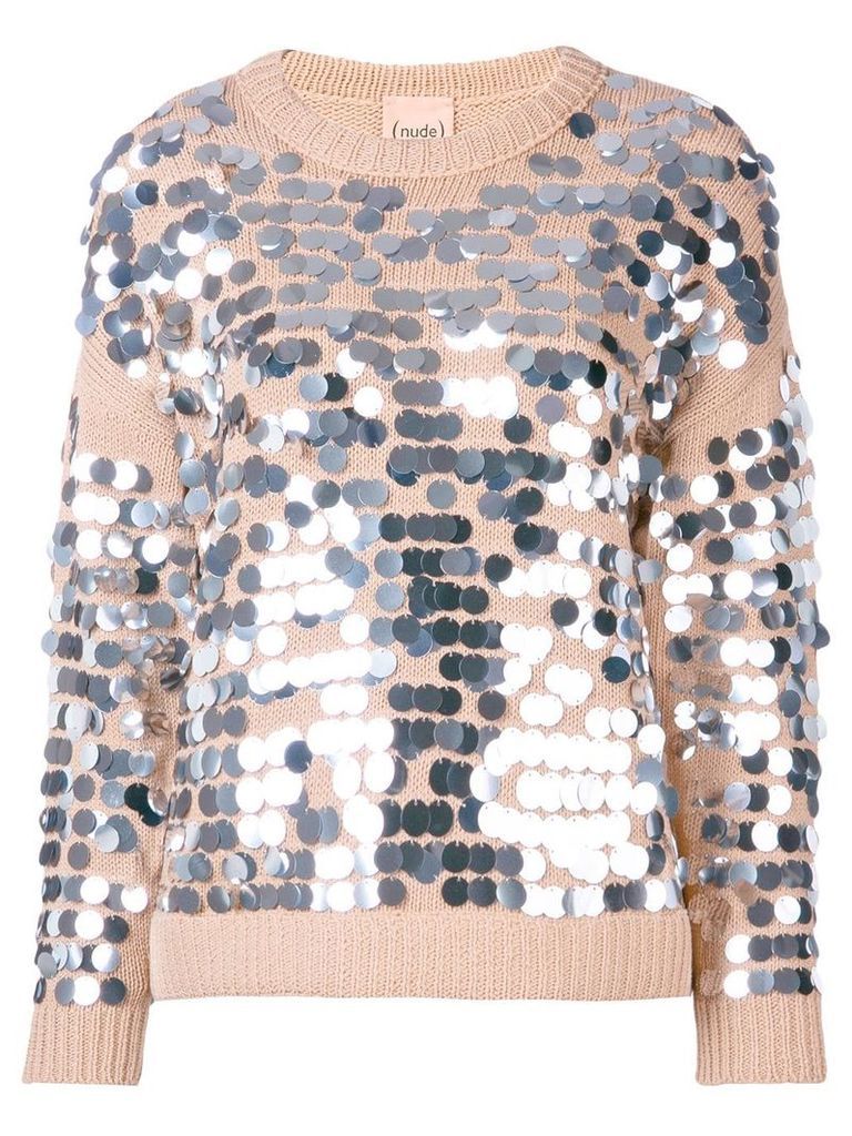 Nude sequin embroidered sweater - Neutrals
