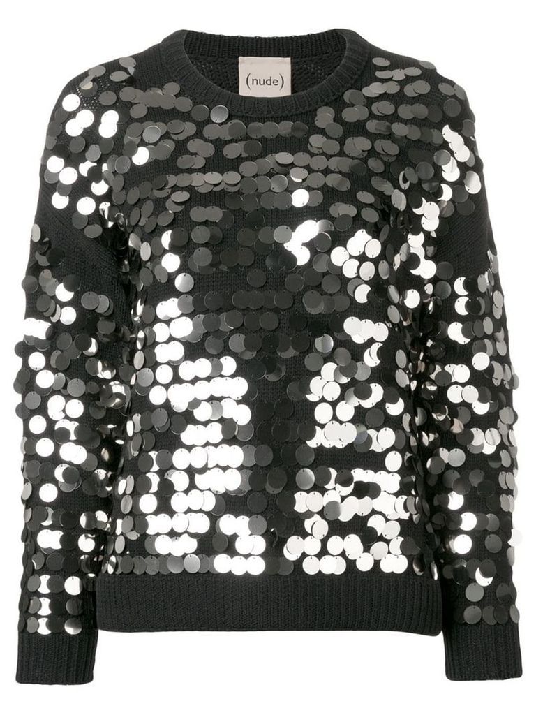 Nude sequin embroidered sweater - Black