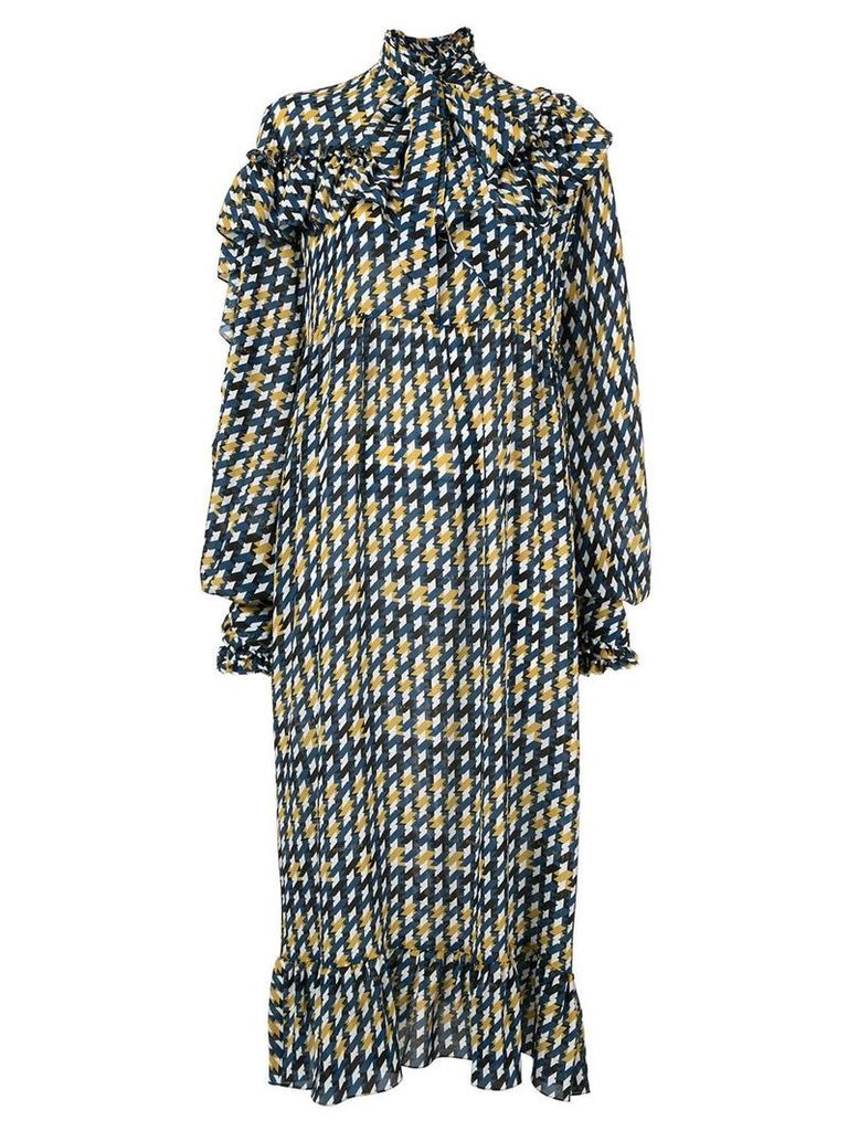 Rokh patterned midi dress - Blue