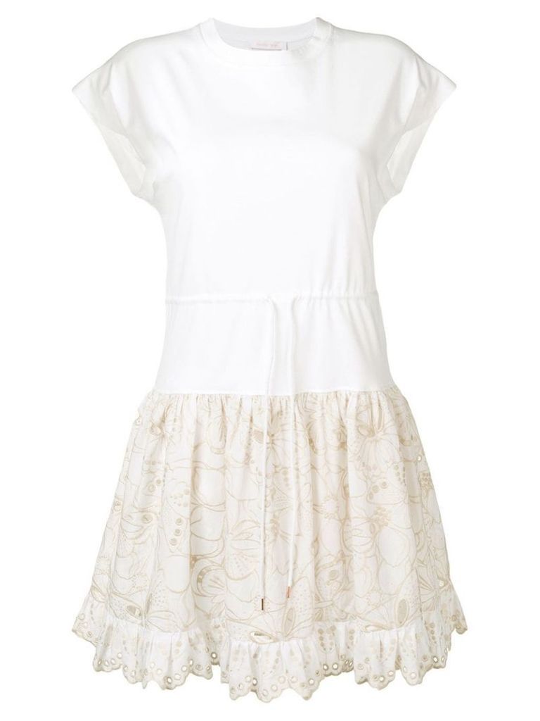 See by Chloé embroidered T-shirt dress - White