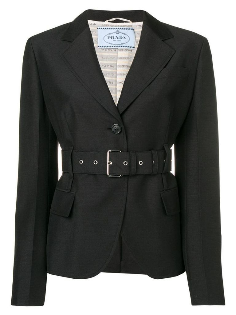 Prada cropped belted jacket - Black