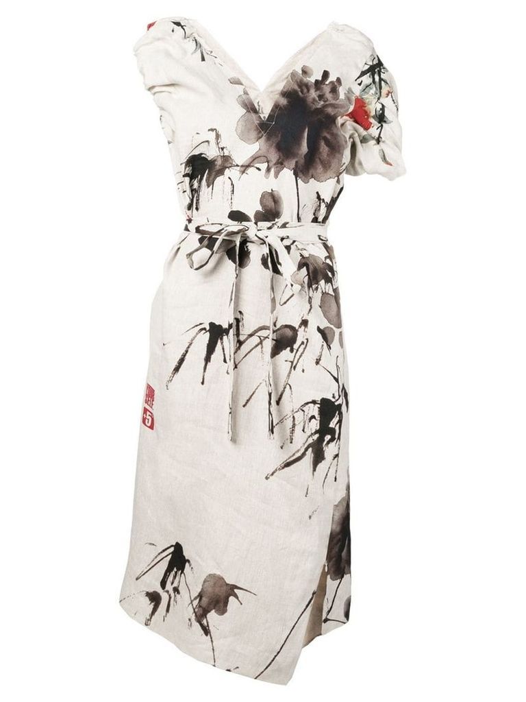 Vivienne Westwood floral print slit dress - Neutrals